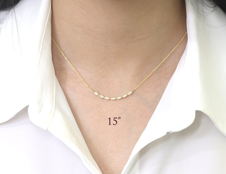 14K DIAMOND ART DECO CURVED BAR NECKLACE