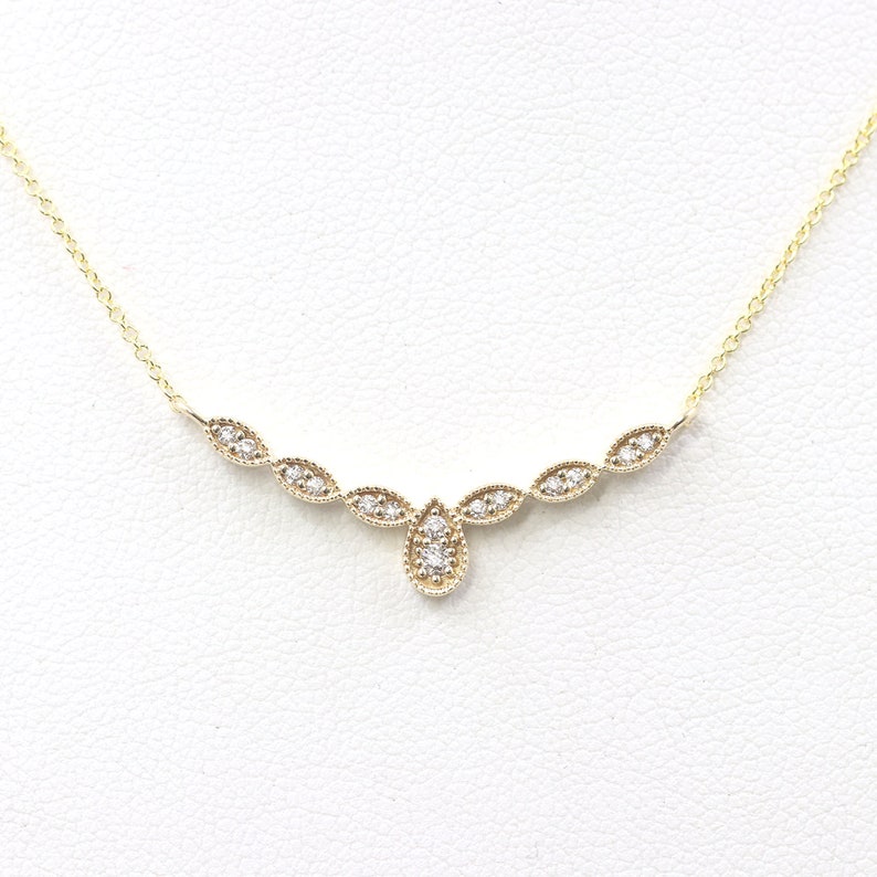 14K DIAMOND PEAR ART DECO NECKLACE