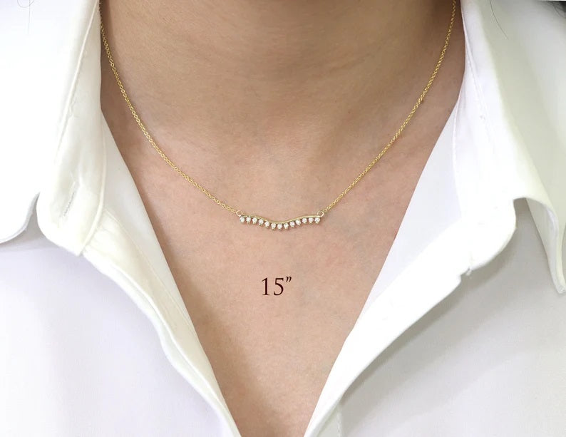 14K 0.23CT DIAMOND CHEVRON NECKLACE