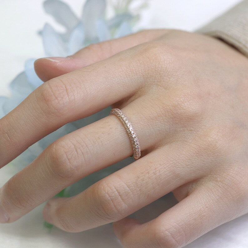 14K 0.45CT DIAMOND 3 ROW BAND