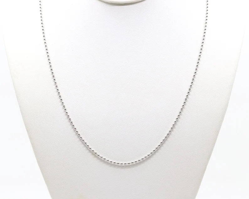 14K 2MM BEADED CHAIN NECKLACE