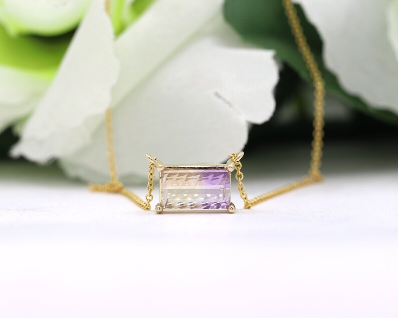 14K AMETRINE SOLITAIRE NECKLACE