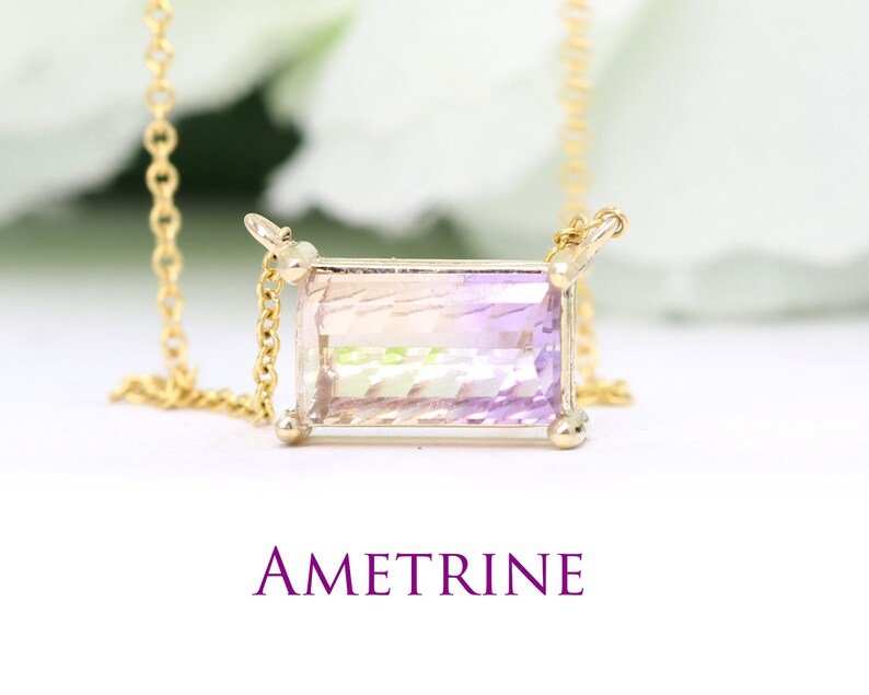 14K AMETRINE SOLITAIRE NECKLACE