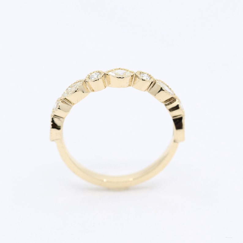 14K MARQUISE DIAMOND ART DECO BAND