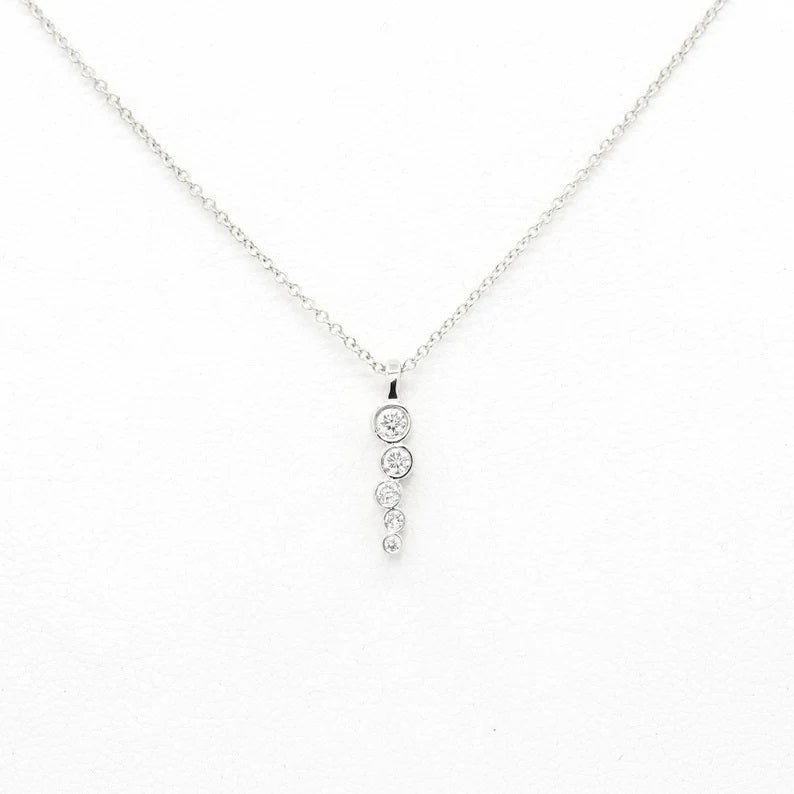 14K 5 DIAMOND BEZEL ZIGZAG DROP NECKLACE