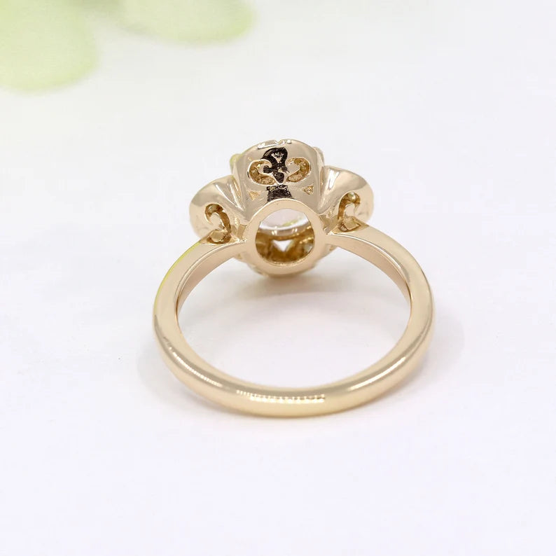 14K MORGANITE DIAMOND FLOWER RING