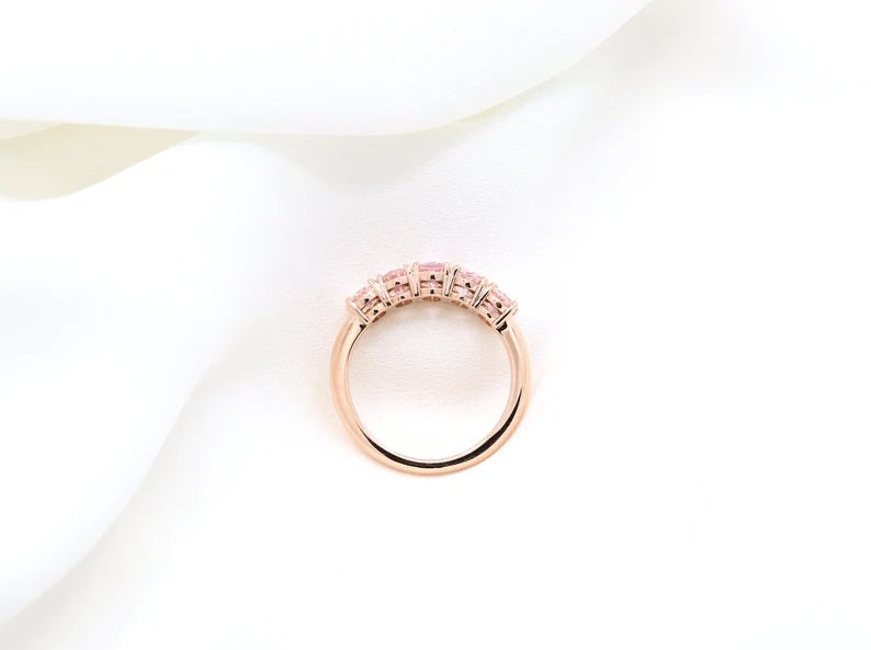 14K 5 OVAL PINK MORGANITE BAND