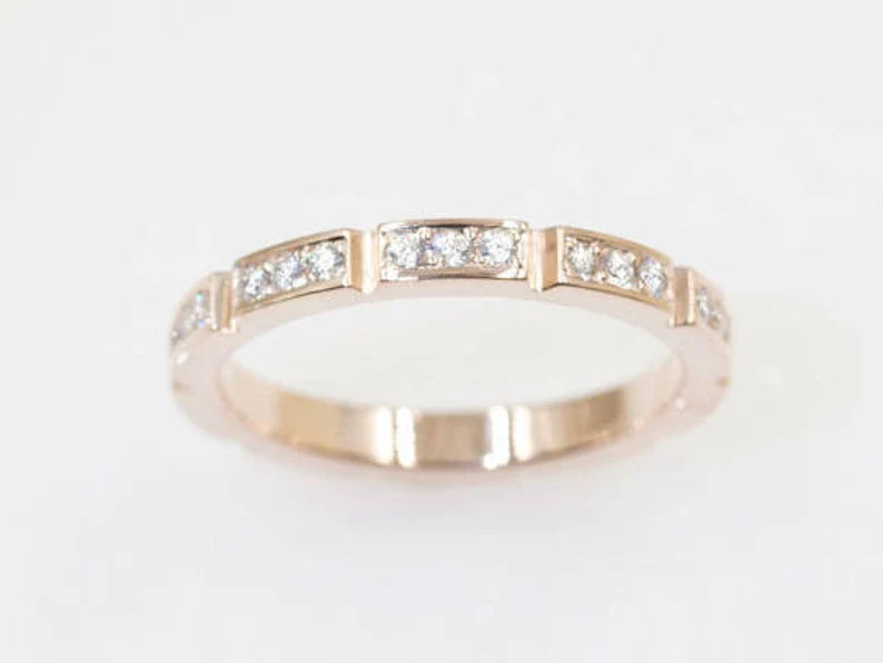 14K DIAMOND MINI BAR ART DECO BAND