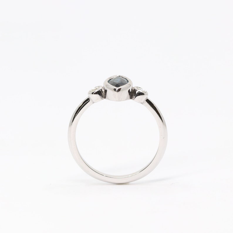 14K MARQUISE SAPPHIRE DIAMOND BEZEL RING