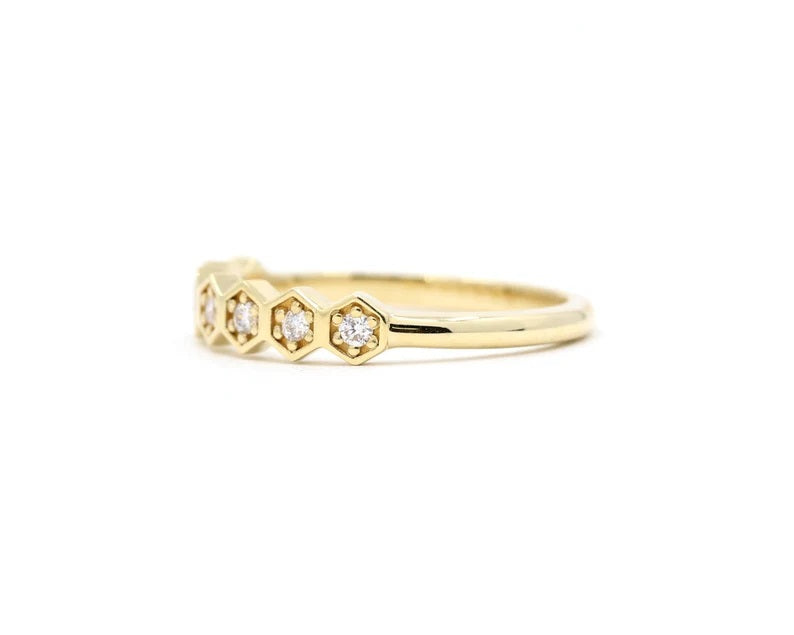 14K DIAMOND HEXAGON BAND