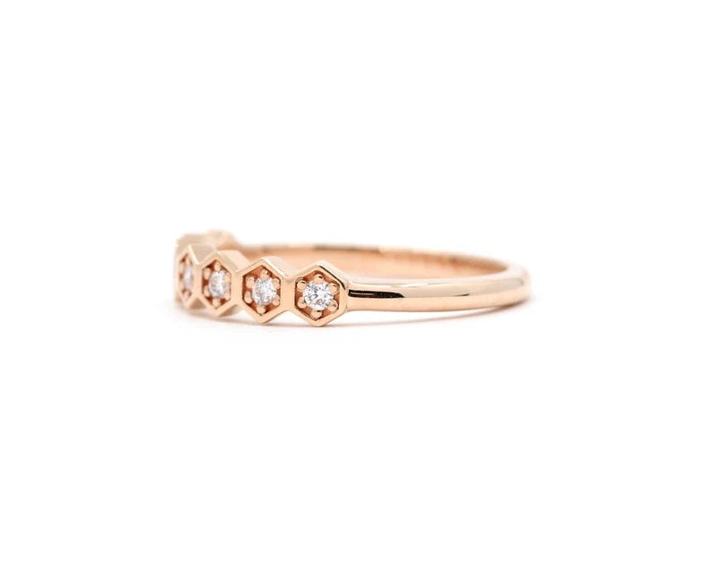 14K DIAMOND HEXAGON BAND