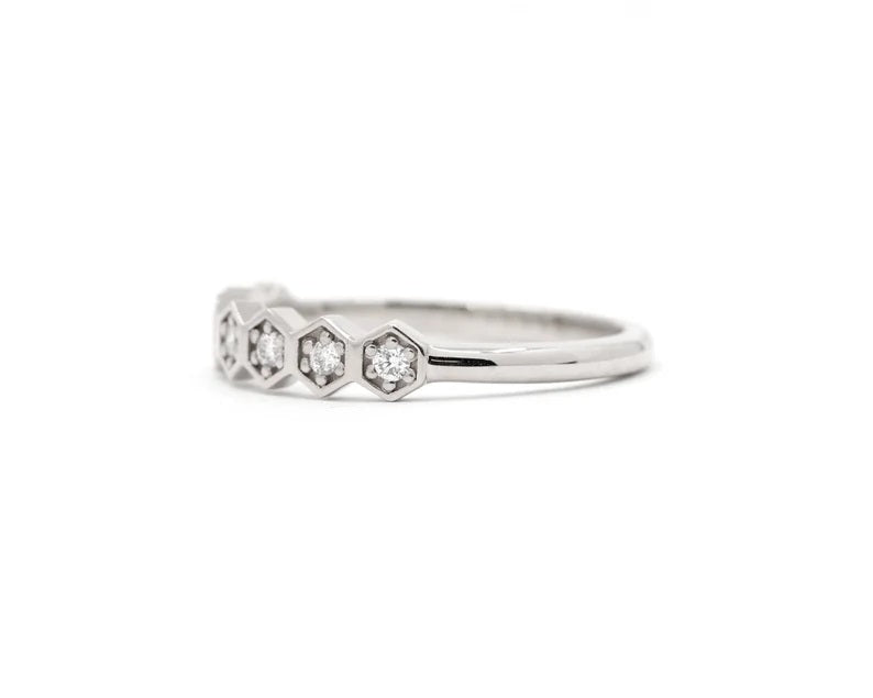14K DIAMOND HEXAGON BAND