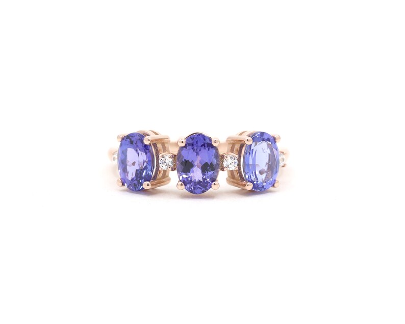 14K OVAL TANZANITE DIAMOND BAND