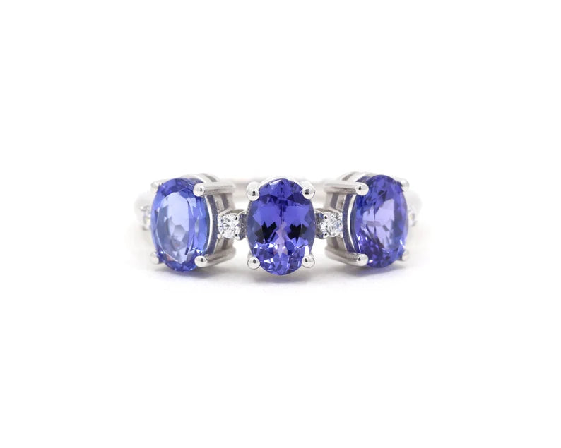 14K OVAL TANZANITE DIAMOND BAND