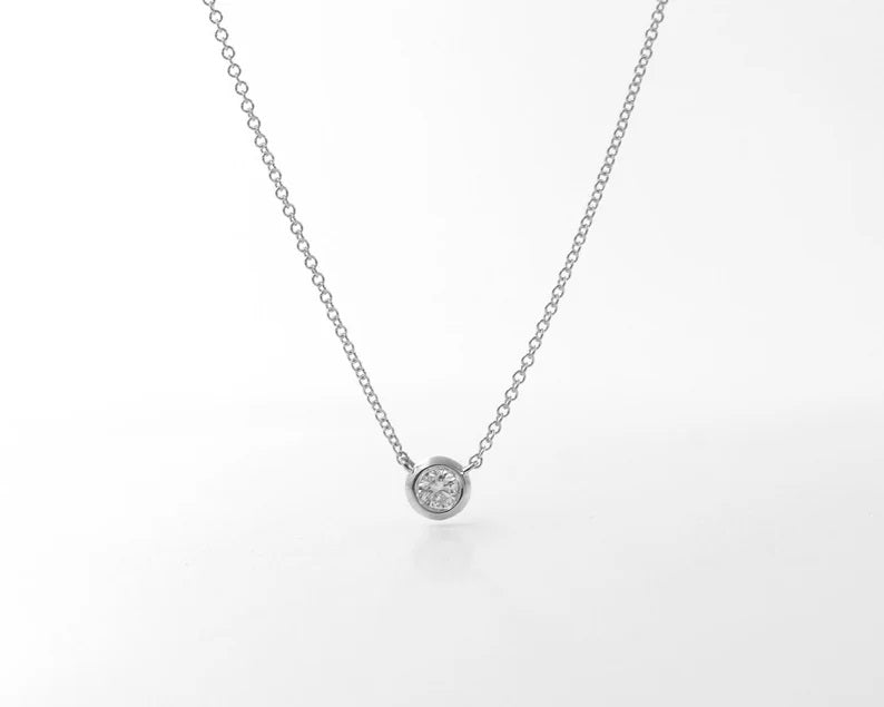 14K 0.03CT DIAMOND BEZEL NECKLACE