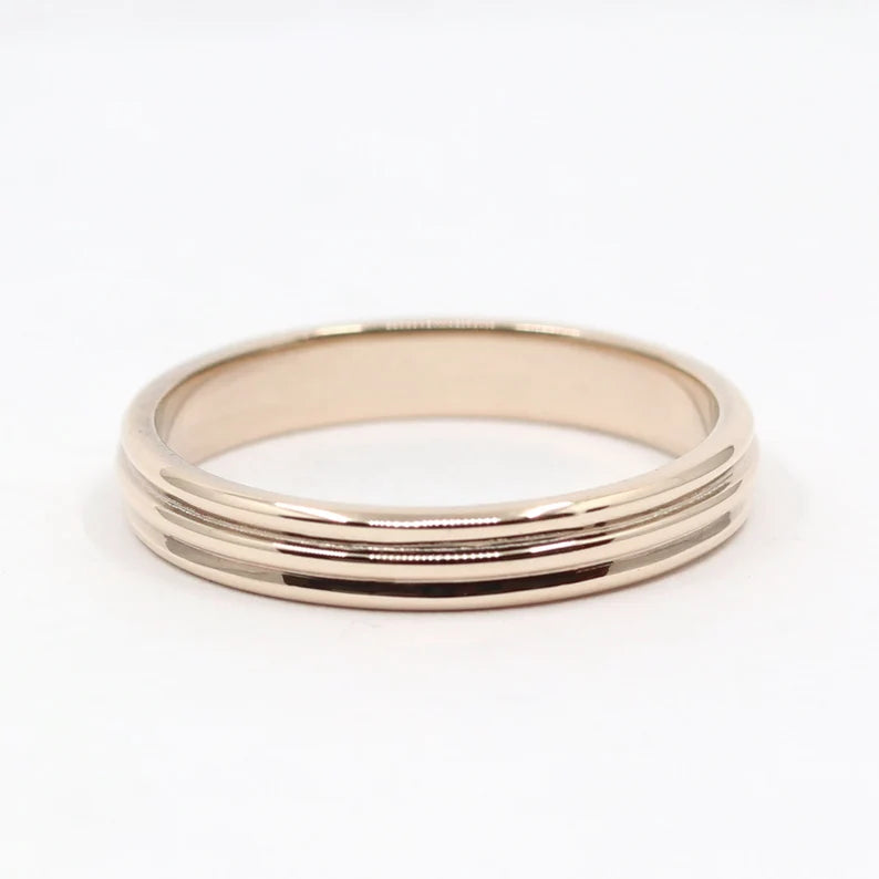 14K 3MM 3 VERTICAL STRIPE BAND