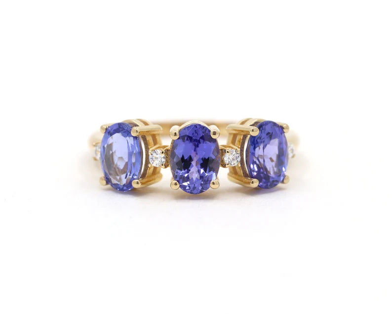 14K OVAL TANZANITE DIAMOND BAND