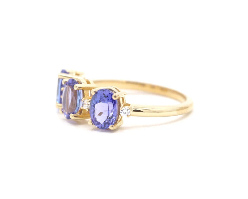 14K OVAL TANZANITE DIAMOND BAND