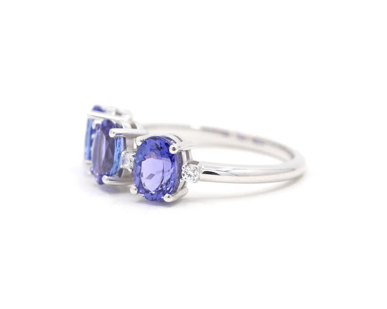 14K OVAL TANZANITE DIAMOND BAND