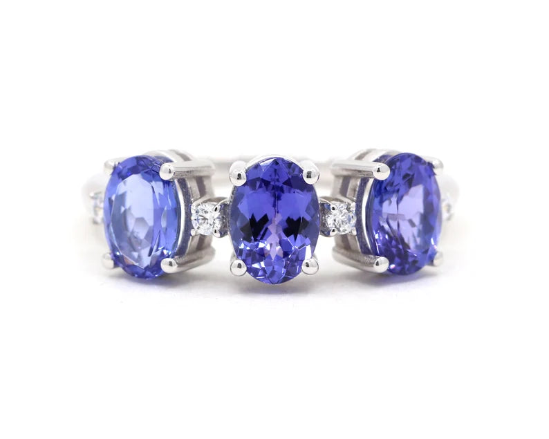 14K OVAL TANZANITE DIAMOND BAND