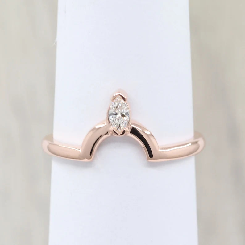 14K MARQUISE DIAMOND U SHAPE CROWN BAND