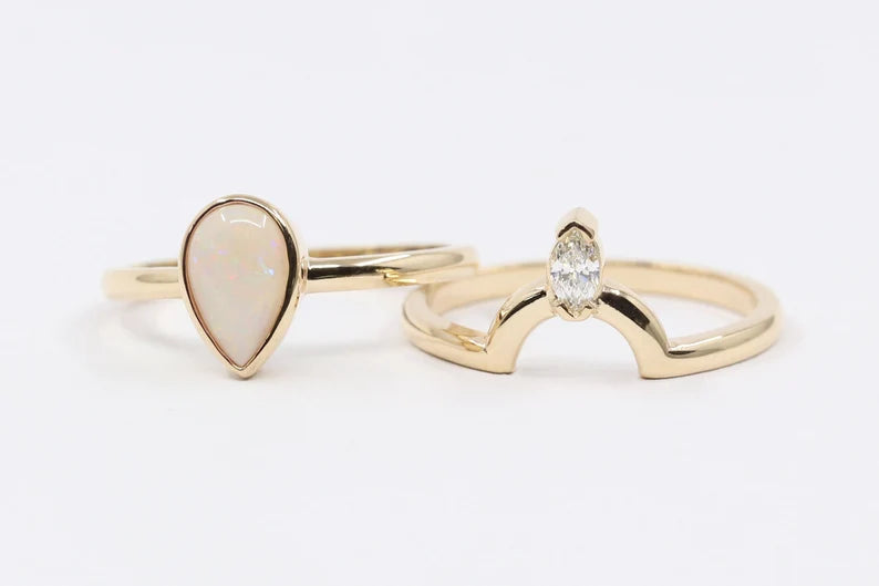 14K MARQUISE DIAMOND U SHAPE CROWN BAND