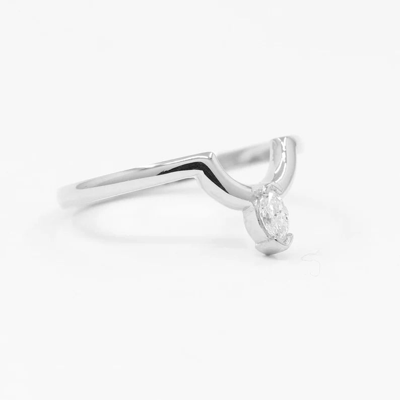 14K MARQUISE DIAMOND U SHAPE CROWN BAND