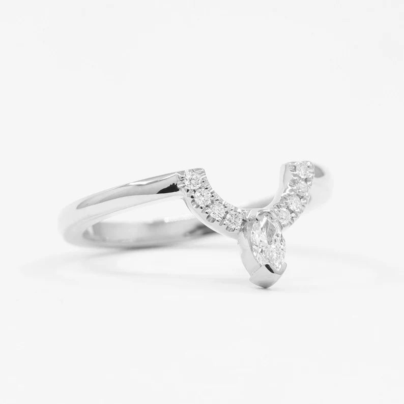 14K 0.16CT DIAMOND U SHAPE CROWN BAND