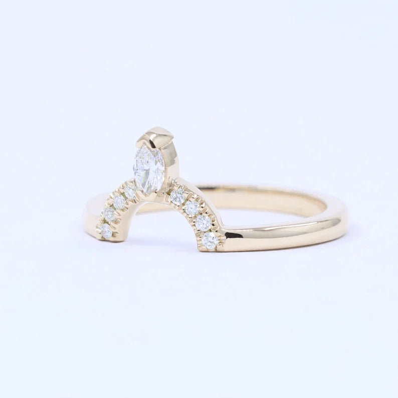 14K 0.16CT DIAMOND U SHAPE CROWN BAND