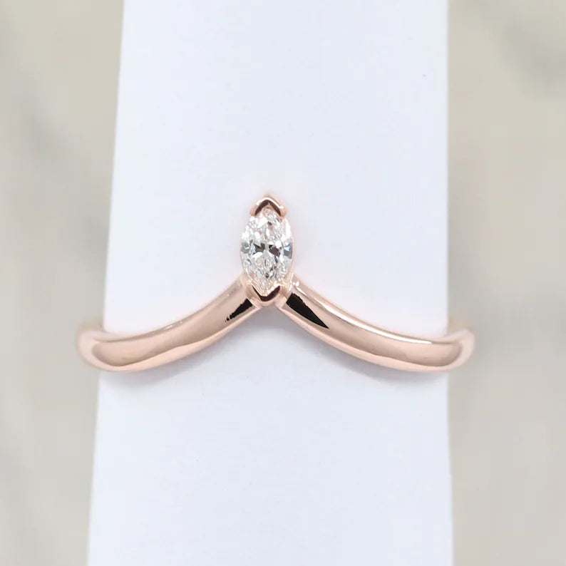 14K MARQUISE DIAMOND CHEVRON BAND