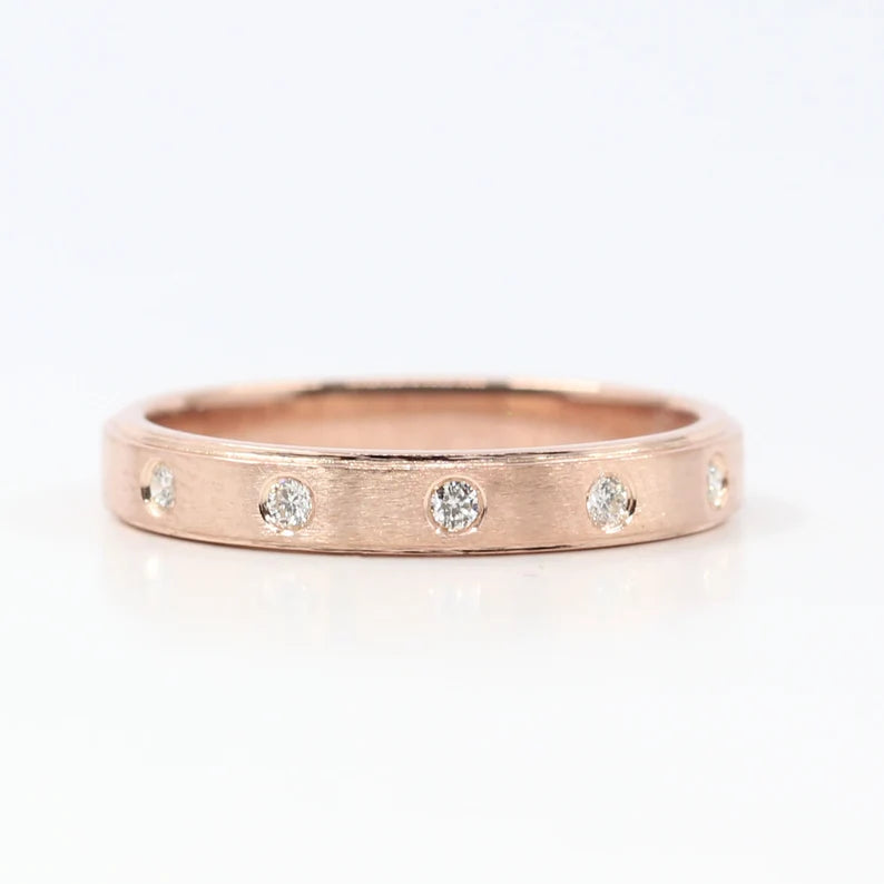 14K 5 DIAMOND BEZEL EDGE LINE MATT FINISHED BAND