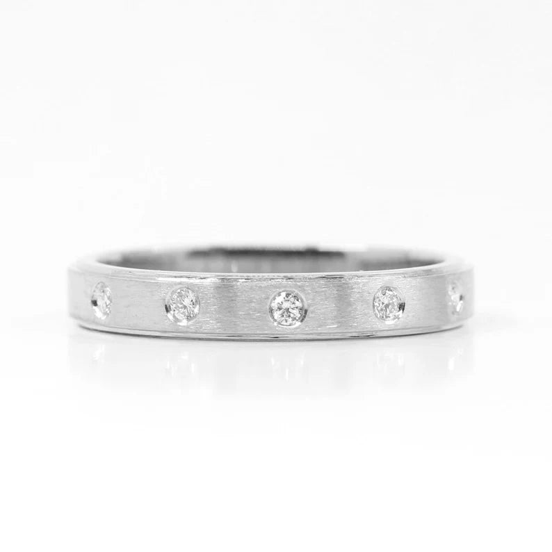 14K 5 DIAMOND BEZEL EDGE LINE MATT FINISHED BAND