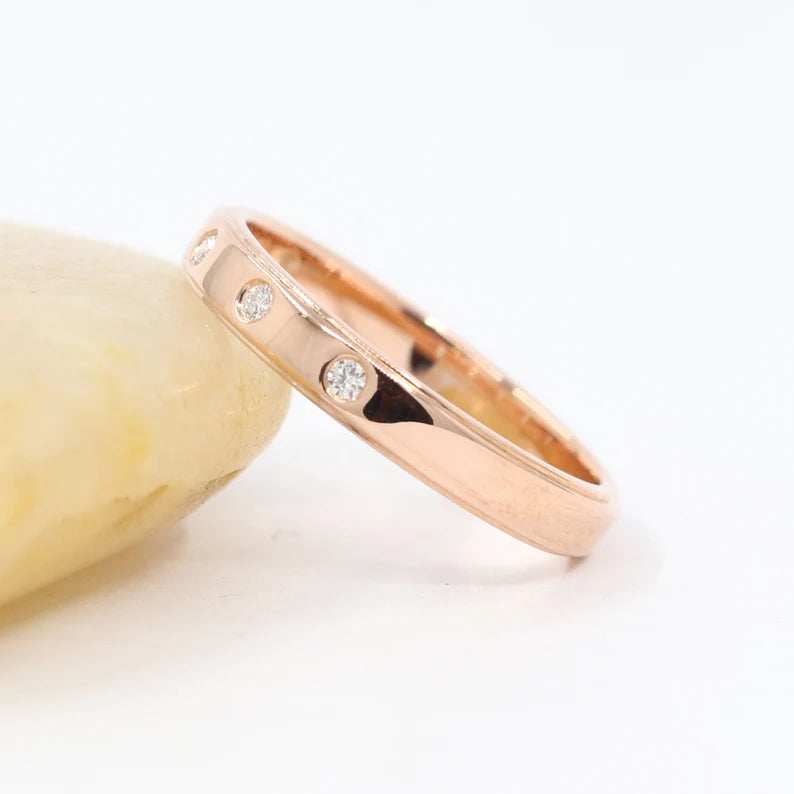 14K 5 DIAMOND BEZEL EDGE LINE BAND