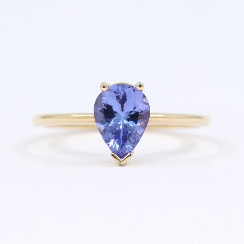 14K PEAR TANZANITE SOLITAIRE RING