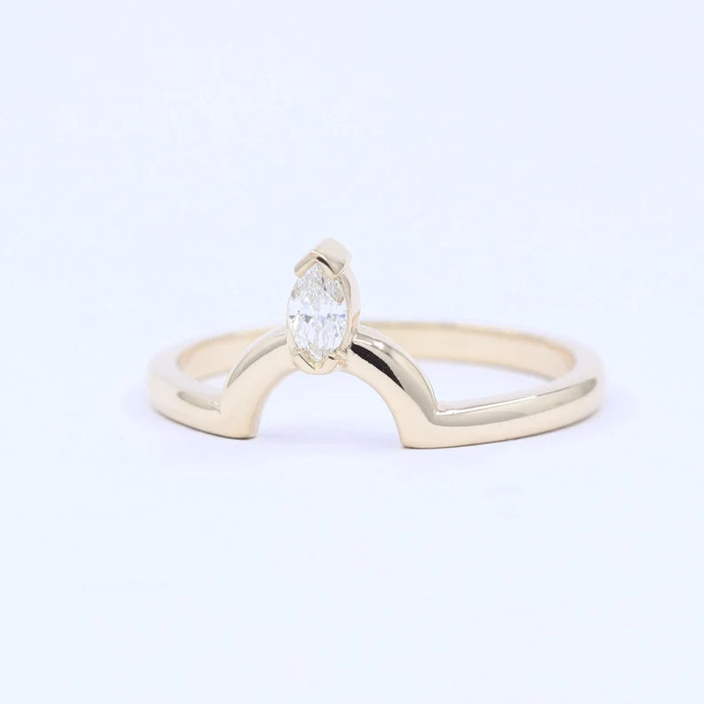 14K MARQUISE DIAMOND U SHAPE CROWN BAND