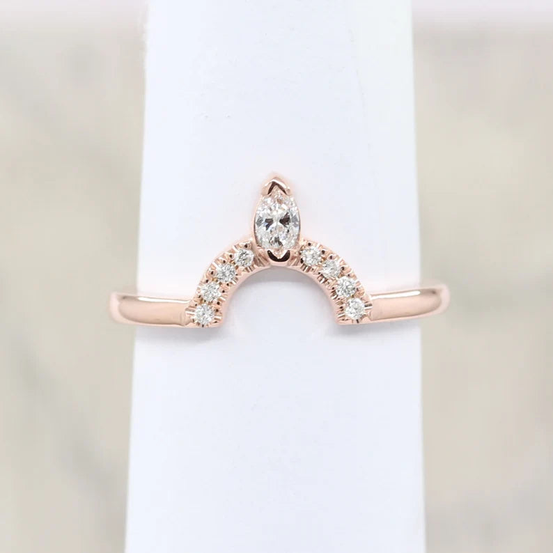 14K 0.16CT DIAMOND U SHAPE CROWN BAND