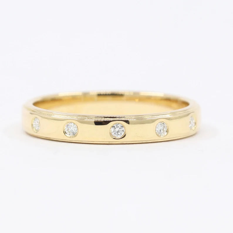 14K 5 DIAMOND BEZEL EDGE LINE BAND