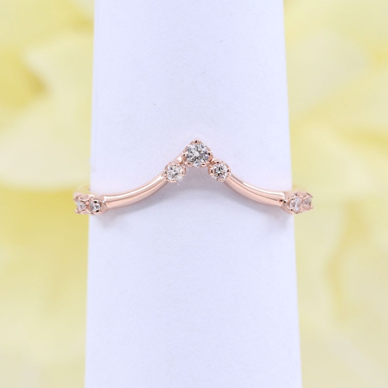 14K PEAR OPAL RING DIAMOND CHEVRON BAND 2 RING SET