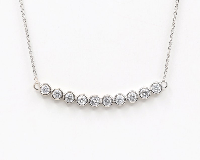 14K 0.50CT DIAMOND BEZEL CURVED BAR NECKLACE