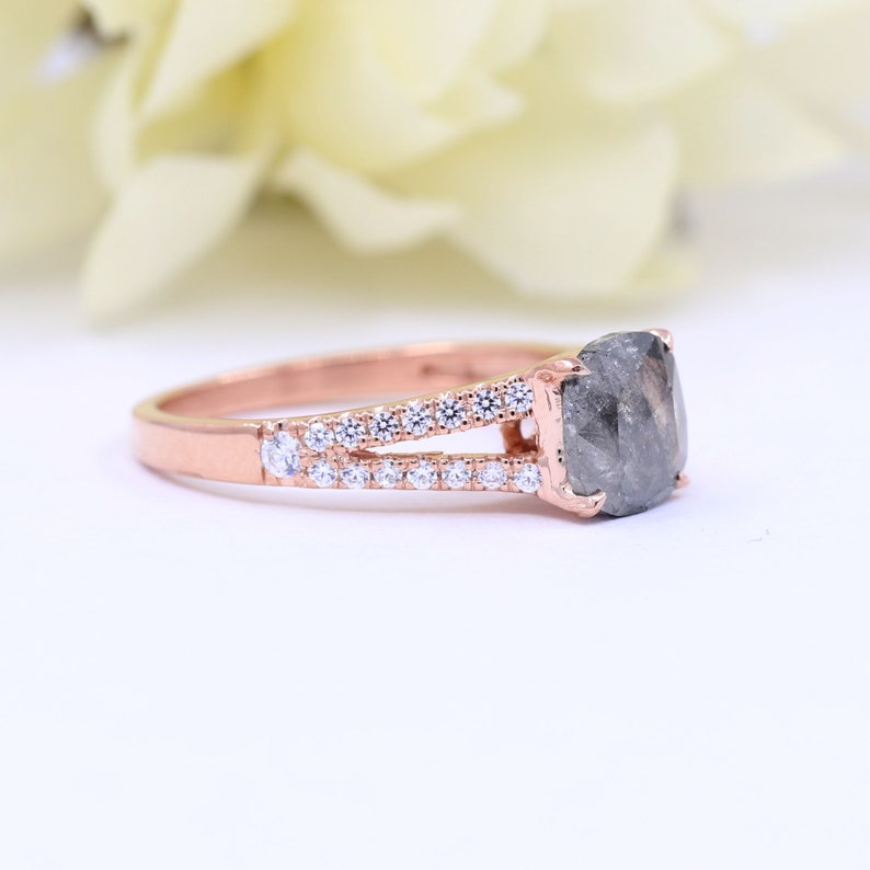14K 1.52CT SALT AND PEPPER DIAMOND RING