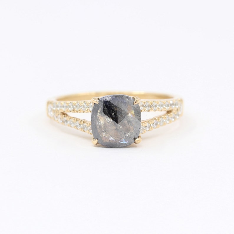 14K 1.52CT SALT AND PEPPER DIAMOND RING