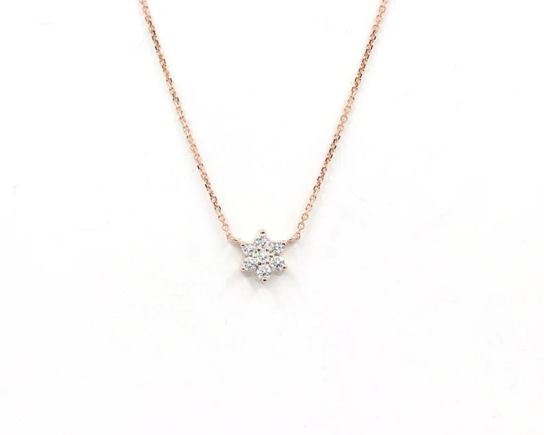 14K 0.18CT DIAMOND FLOWER NECKLACE
