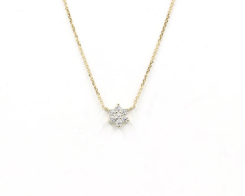 14K 0.18CT DIAMOND FLOWER NECKLACE