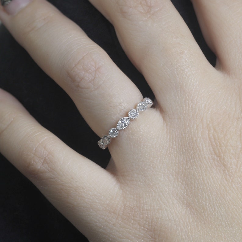14K MARQUISE DIAMOND ART DECO BAND
