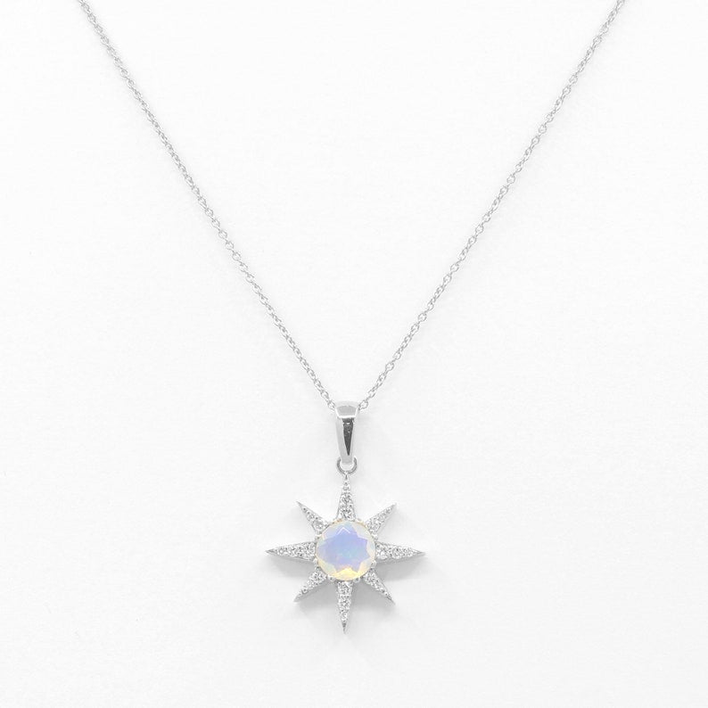 14K OPAL DIAMOND STAR NECKLACE