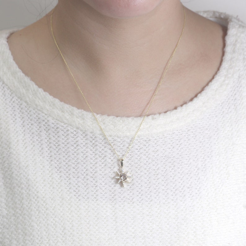 14K MORGANITE DIAMOND STAR NECKLACE