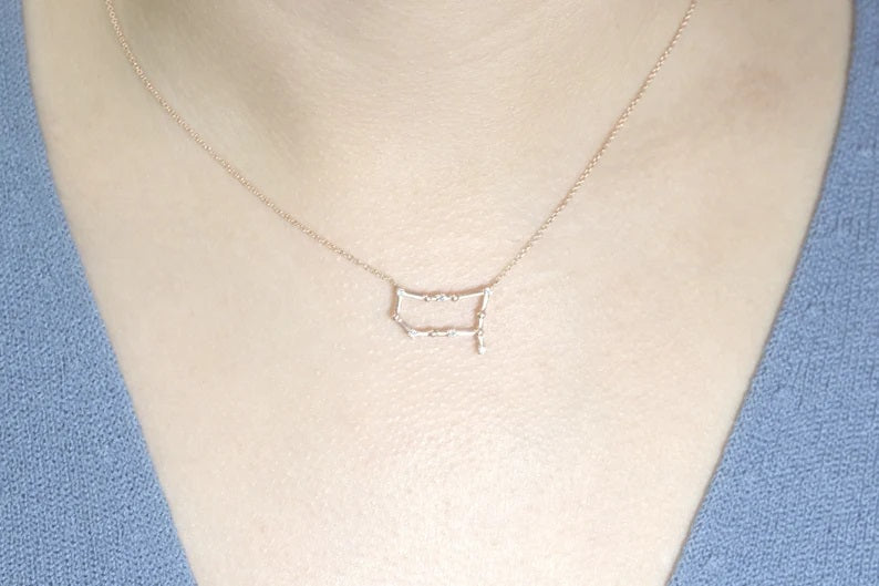 14K DIAMOND GEMINI ZODIAC SIGN SMALL VERSION NECKLACE