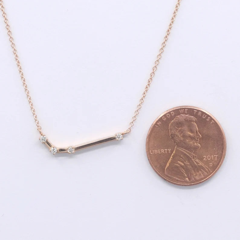 14K DIAMOND ARIES ZODIAC SIGN SMALL VERSION NECKLACE