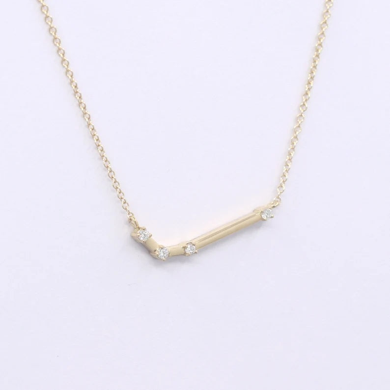 14K DIAMOND ARIES ZODIAC SIGN SMALL VERSION NECKLACE