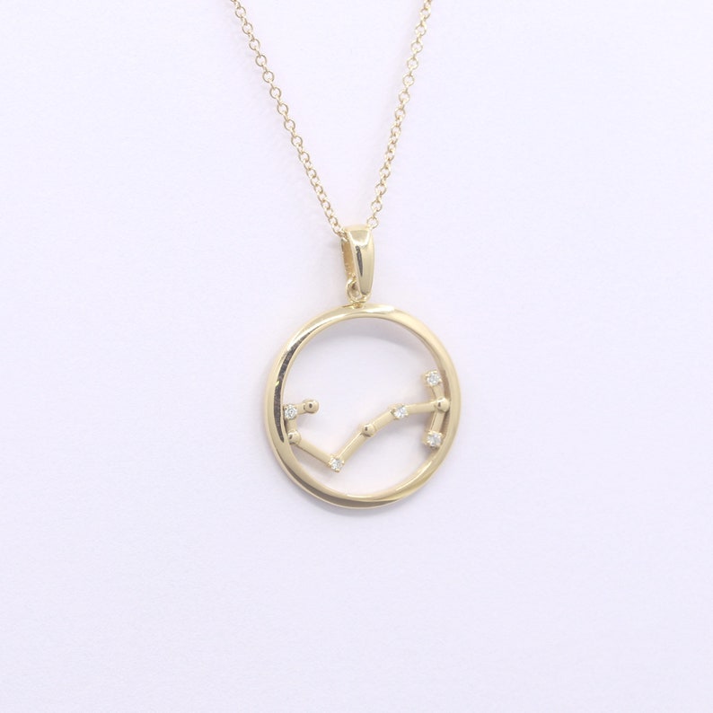 14K DIAMOND SCORPIO ZODIAC SIGN CIRCLE NECKLACE